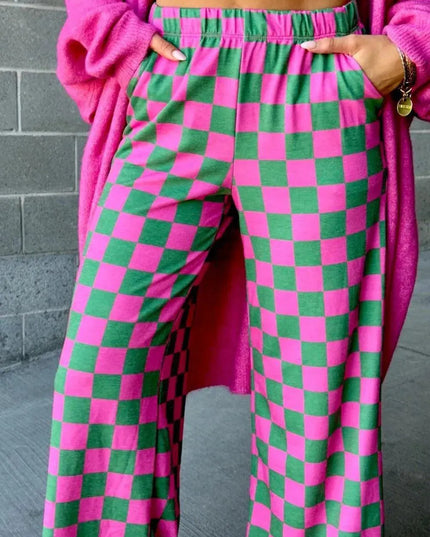 Checkered Wide Leg Pants