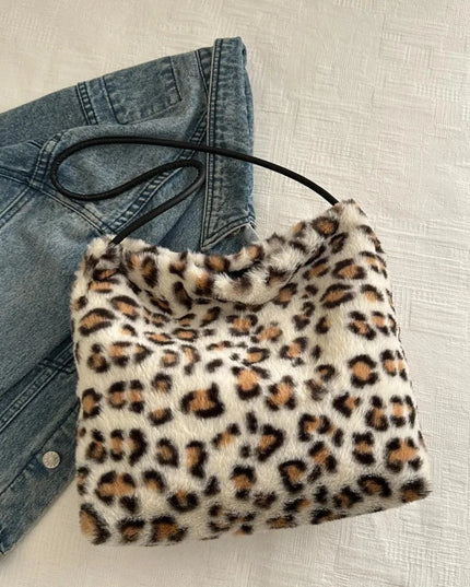 Wild Print Plush Shoulder Bag