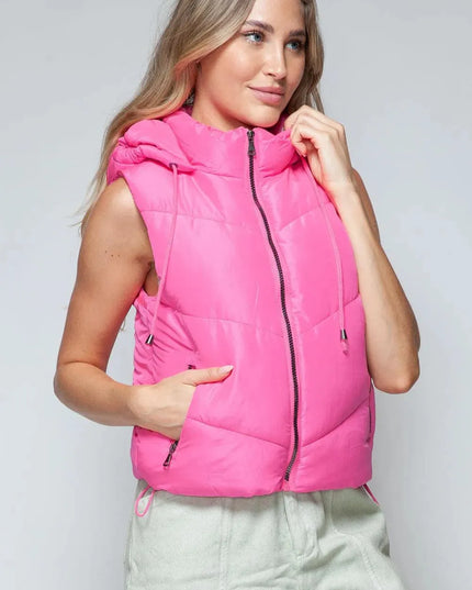 Chic Quilted Hooded Zip Vest