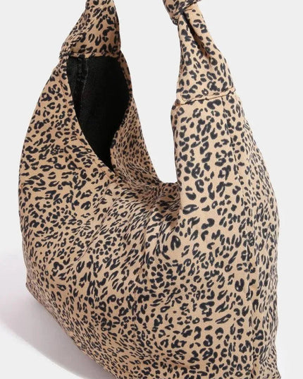 Bolso de hombro con correa anudada y estampado elegante de leopardo