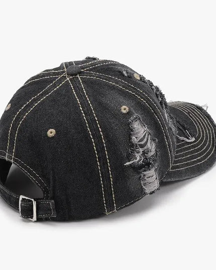 Distressed Adjustable Cotton Baseball Cap - ShopEasier