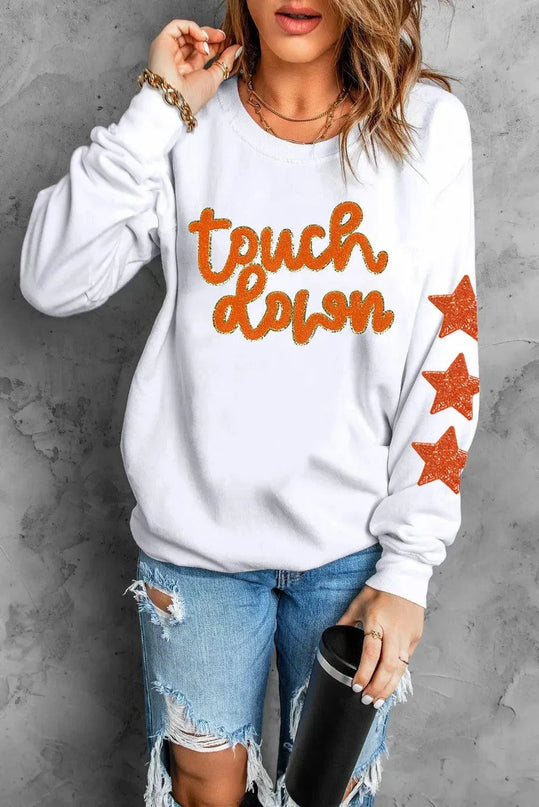 Starry Letter Print Long Sleeve Crewneck Sweatshirt