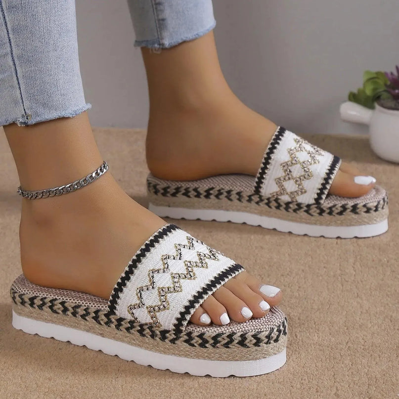 Braided Geometric Flat Sandals