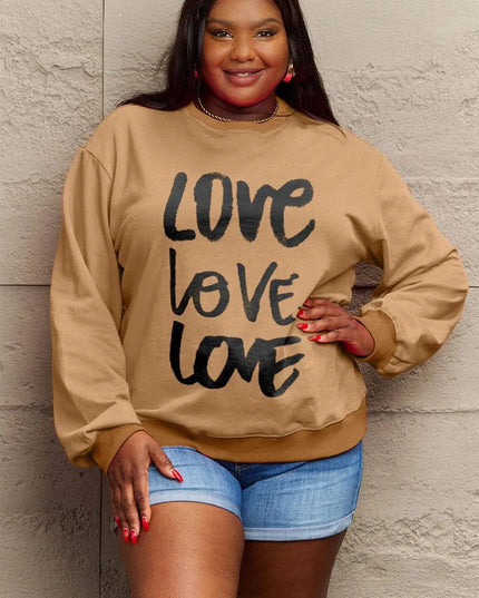 Simply Love Full Size LOVE Round Neck Sweatshirt - ShopEasier