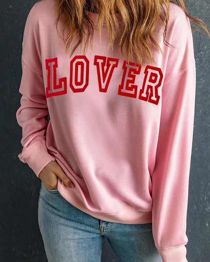 LOVER Round Neck Dropped Shoulder Sweatshirt - ShopEasier