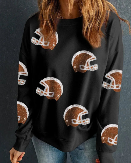 Glittering Sequin Long Sleeve Pullover Sweatshirt