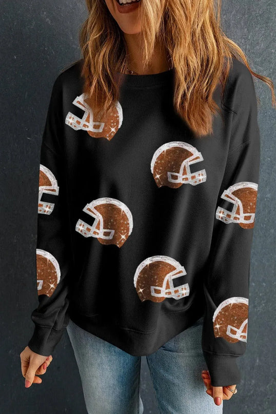 Glittering Sequin Long Sleeve Pullover Sweatshirt