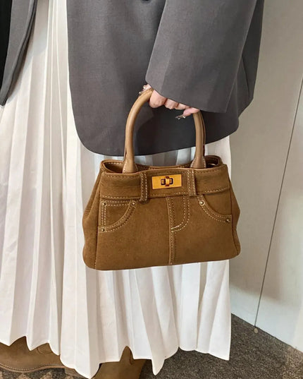 Suede Adjustable Strap Double-Use Handbag