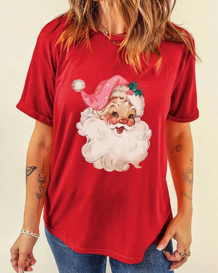 Camiseta de manga corta con gráfico de Papá Noel