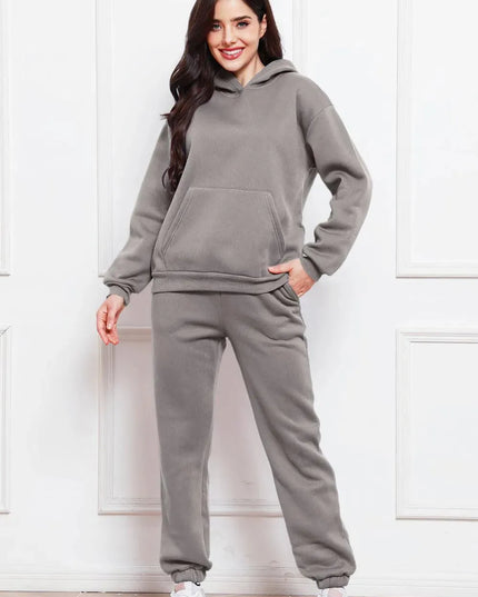 Casual Drop Shoulder Hoodie and Jogger Set