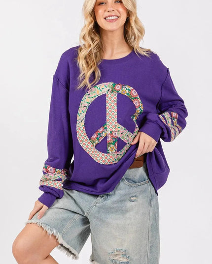 SAGE+FIG Peaceful Vibes Applique Long Sleeve Tee