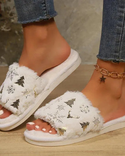 Cozy Cotton Snowflake Open-Toe Footwear