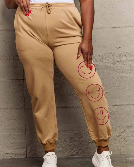 Casual Emoji Print Full-Length Sweatpants