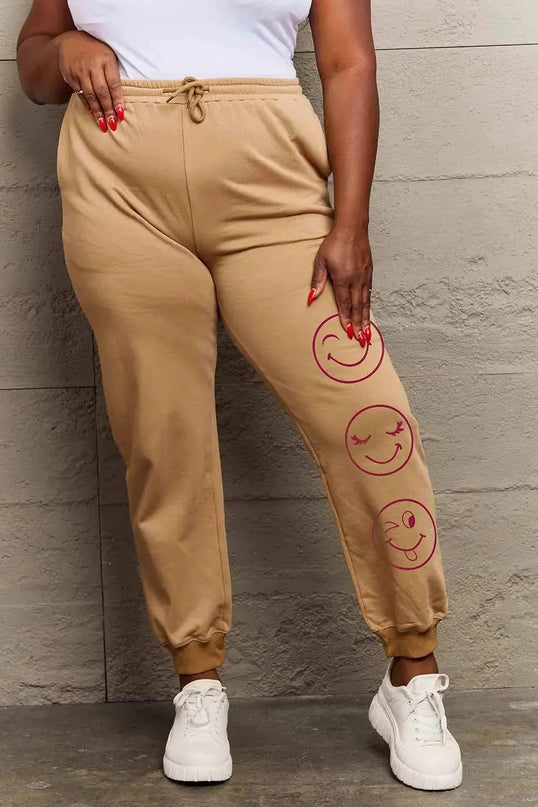 Casual Emoji Print Full-Length Sweatpants