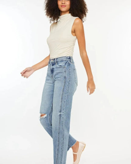 Kancan Ultra High Rise Distressed Straight Jeans - ShopEasier