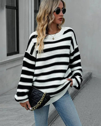 Colorful Striped Loose-Fit Sweater