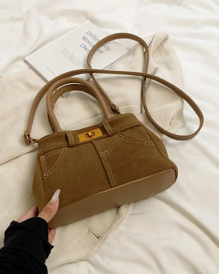 Suede Adjustable Strap Double-Use Handbag