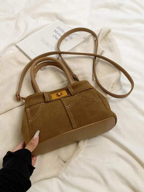 Suede Adjustable Strap Double-Use Handbag