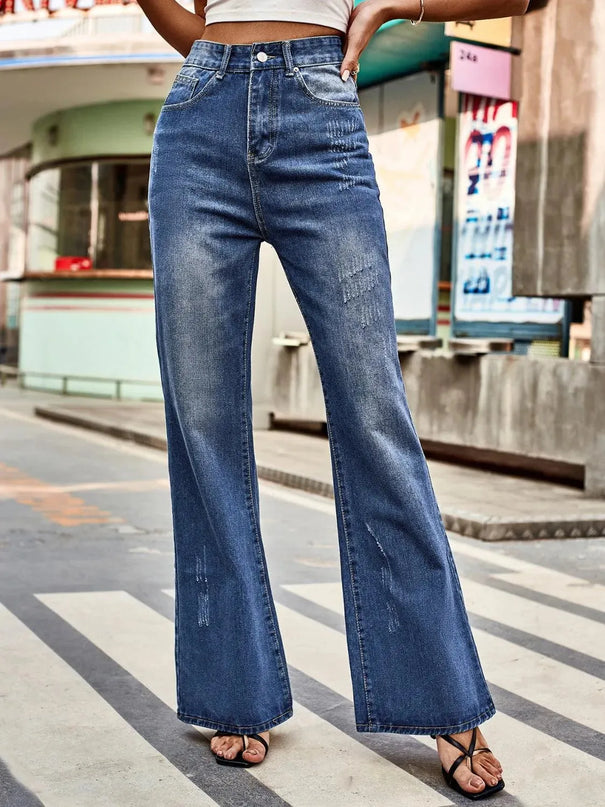 High Rise Bootcut Jeans with Pockets - ShopEasier