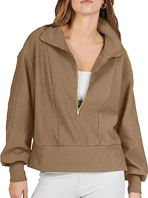 Sudadera con cuello y media cremallera para mayor comodidad y estilo