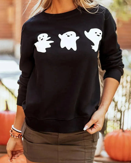 Ghost Round Neck Long Sleeve Sweatshirt