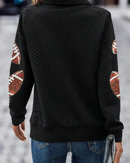 Glittery Sequin Football Long Sleeve Top