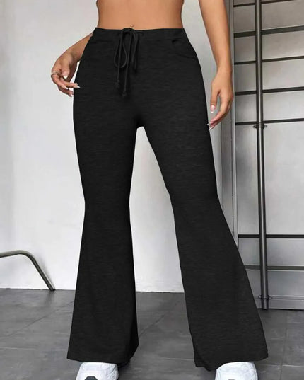 Comfortable Opaque Drawstring Pants with Functional Pockets