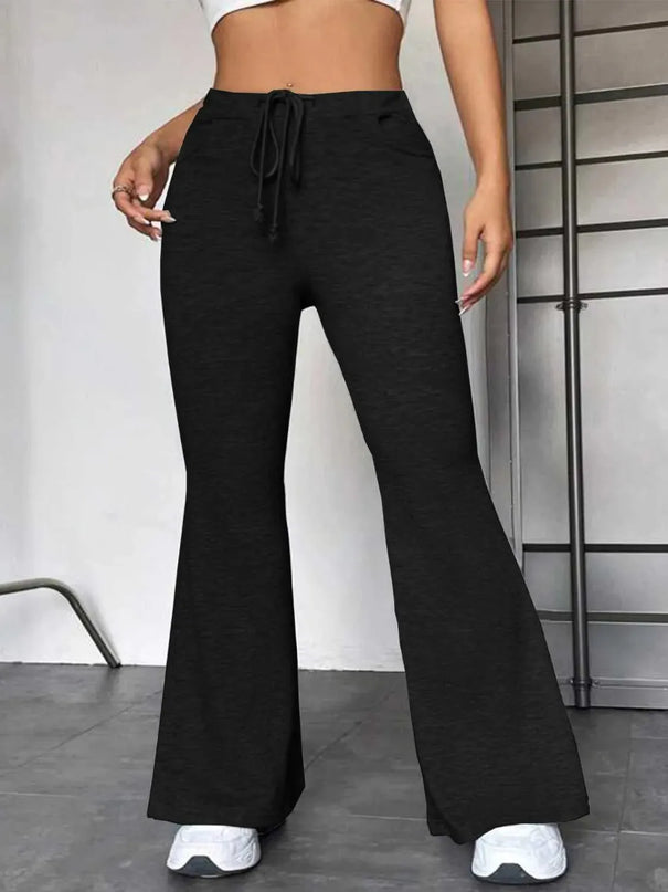 Comfortable Opaque Drawstring Pants with Functional Pockets