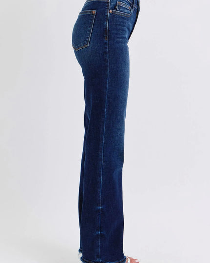 Judy Blue Full Size Raw Hem Straight Leg Jeans - ShopEasier