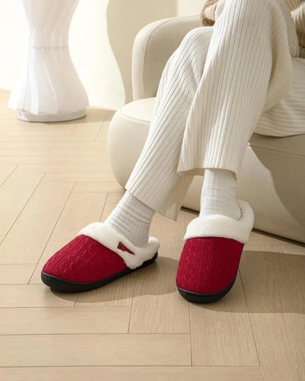 Cozy Horn Buckle Fuzzy Flat Slippers