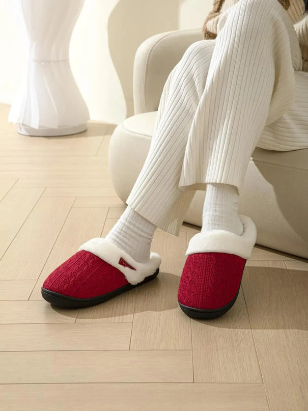 Cozy Horn Buckle Fuzzy Flat Slippers