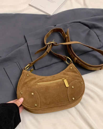 Suede Adjustable Strap Shoulder Bag