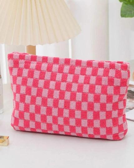 Zenana Checkered Makeup Clutch Bag