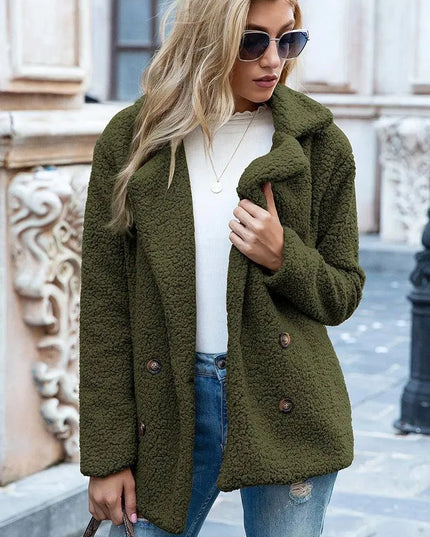 Luxe Urban Sherpa Coat with Lapel Collar