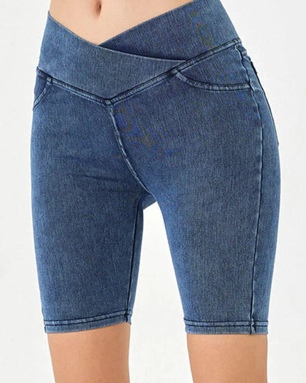 Asymmetrical Pocketed Denim Shorts for Everyday Style