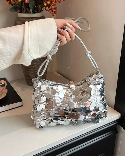 Sequin Knotted Straps Shoulder Bag