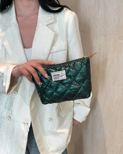 Solid Quilted Clutch with Zipper