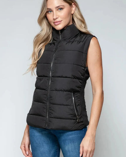 Chic Pocketed Zip-Up Turtleneck Vest for Effortless Style