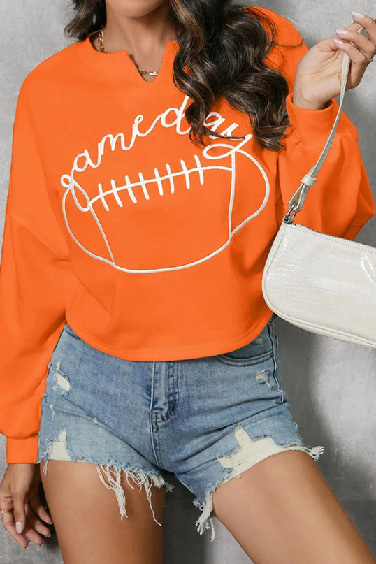 Touchdown Ready Football Graphic Notched Sweatshirt