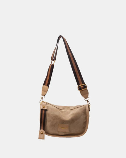 Bolso de hombro de gamuza con correa ajustable