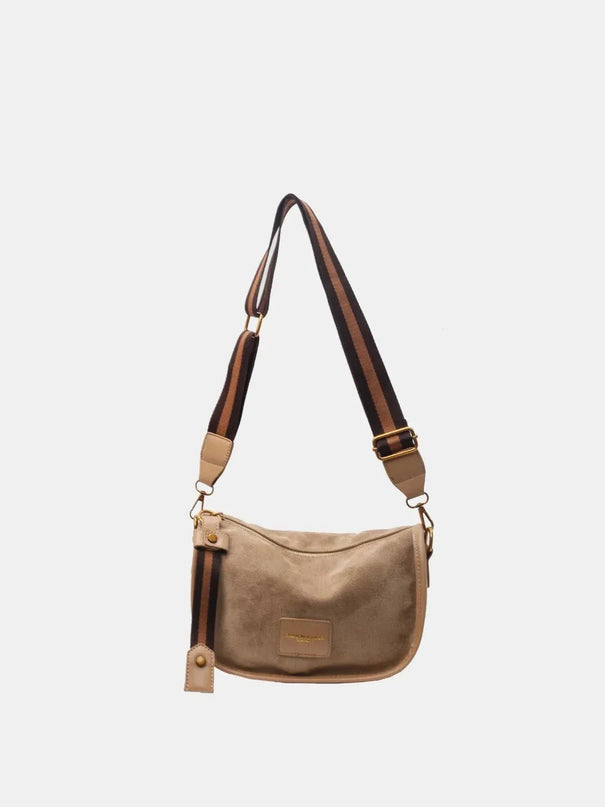 Bolso de hombro de gamuza con correa ajustable