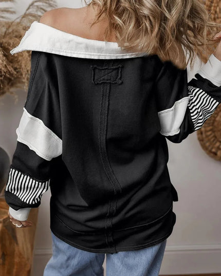 Collared Long Sleeve Pullover Sweatshirt