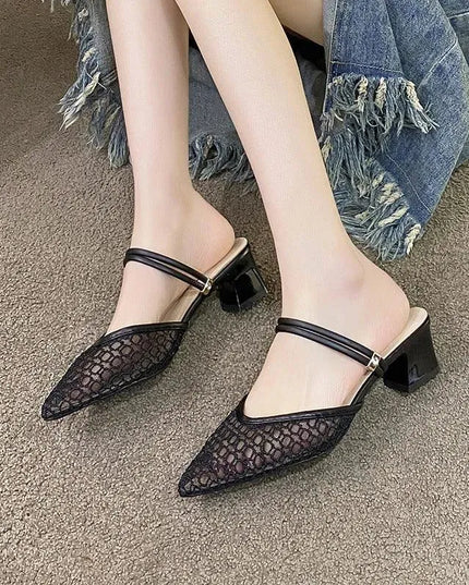 Chic Pointed Toe Block Heel Sandals