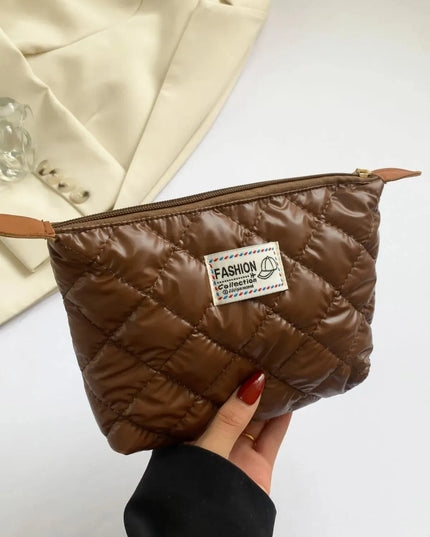 Solid Quilted Clutch with Zipper