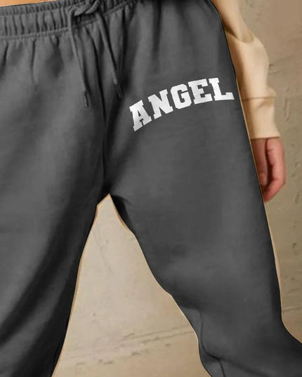 Pantalones deportivos largos con cordón y estampado de ángel - Colección Simply Love