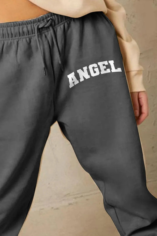 Angel Graphic Long Sweatpants with Drawstring - Simply Love Collection