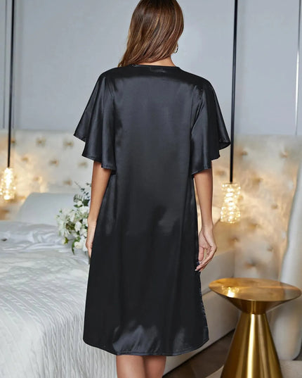 V-Neck Flutter Sleeve Night Dress