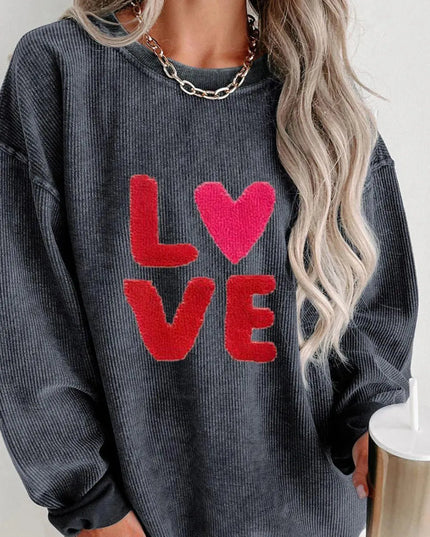 Love Heart Graphic Long Sleeve Sweatshirt for Valentine's Day