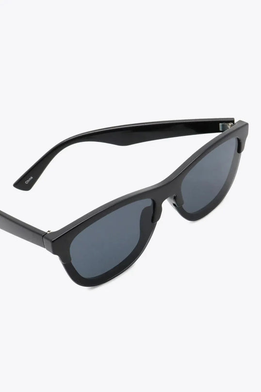 UV400 Wayfarer Browline Sunglasses with Case