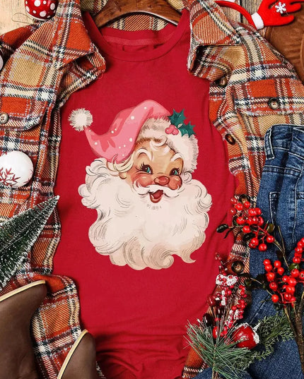 Camiseta de manga corta con gráfico de Papá Noel